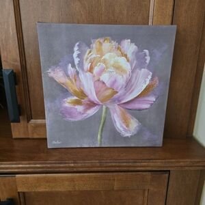 Floral Canvas Art with Pink and Orange Petals